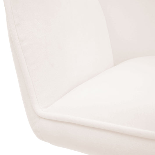 Cosmo Casa - Set van 6 Eetkamerstoelen - Keukenstoelen met Armleuningen - Fluweel - Crèmebeige - Zwarte Poten