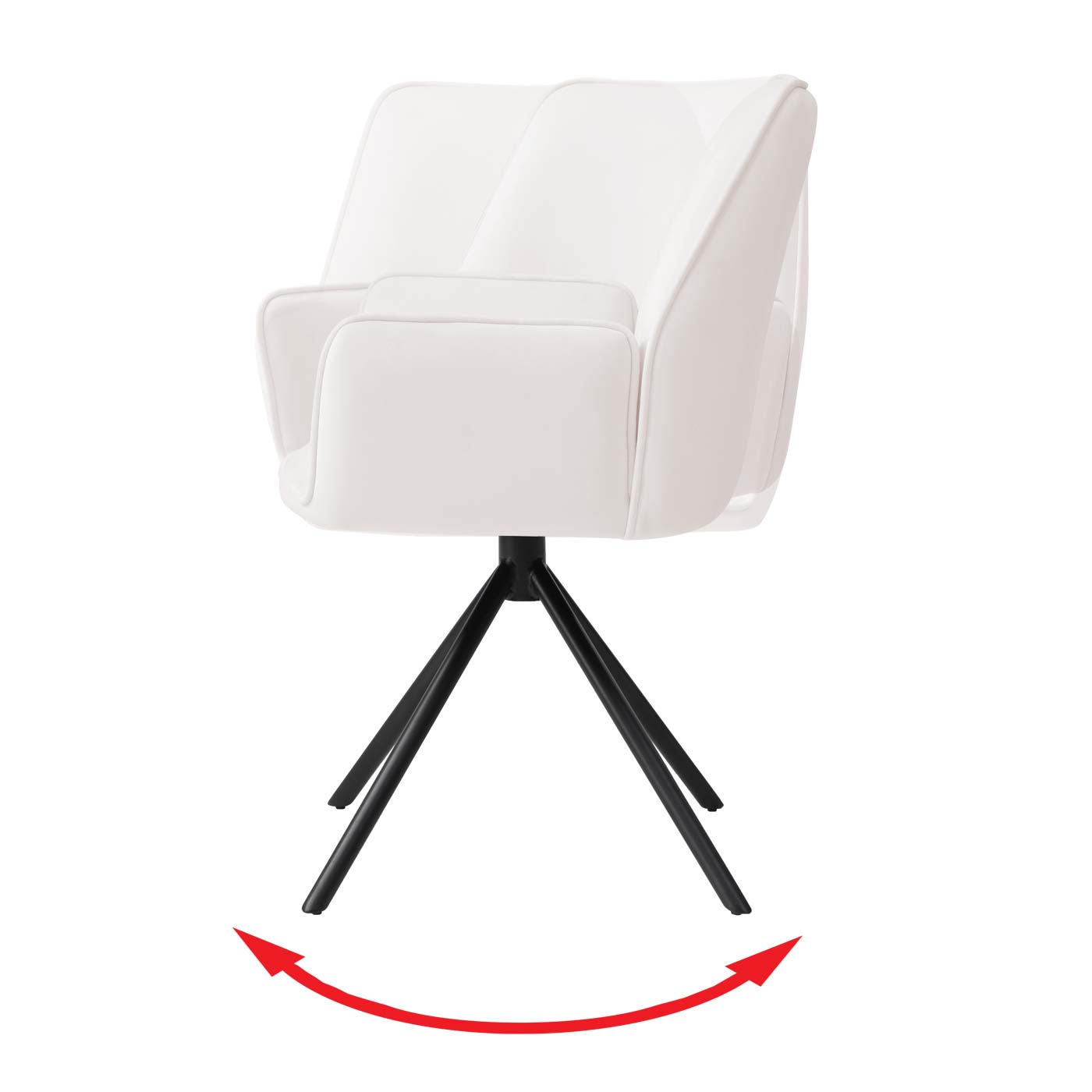 Cosmo Casa - Set van 6 Eetkamerstoelen - Keukenstoelen met Armleuningen - Fluweel - Crèmebeige - Zwarte Poten