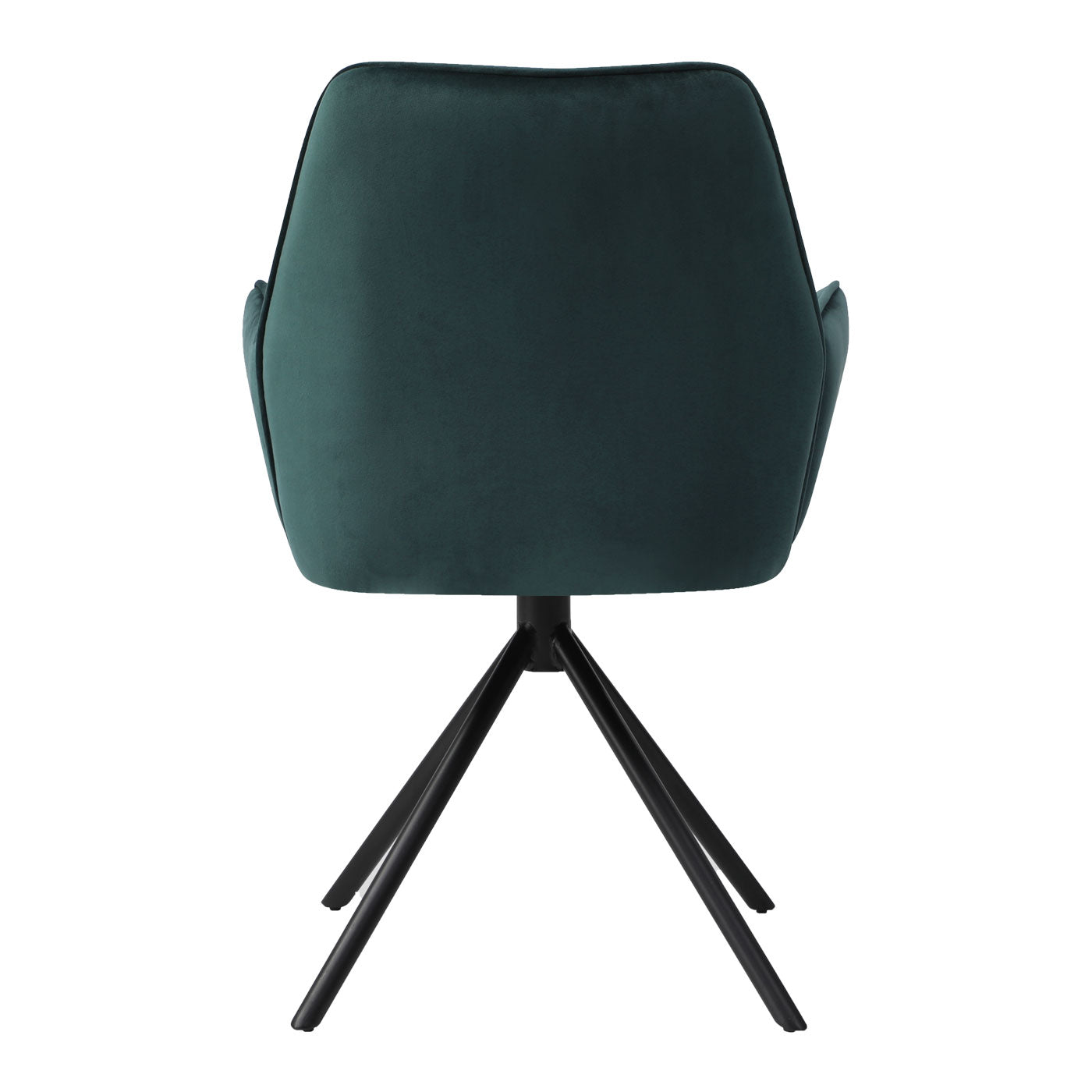 Cosmo Casa - Set van 6 Eetkamerstoelen - Keukenstoelen met Armleuningen - Fluweel - Groen - Zwarte Poten