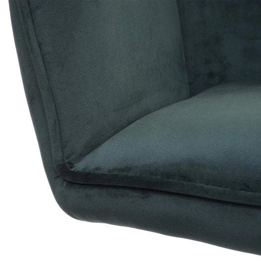 Cosmo Casa - Set van 6 Eetkamerstoelen - Keukenstoelen met Armleuningen - Fluweel - Groen - Zwarte Poten