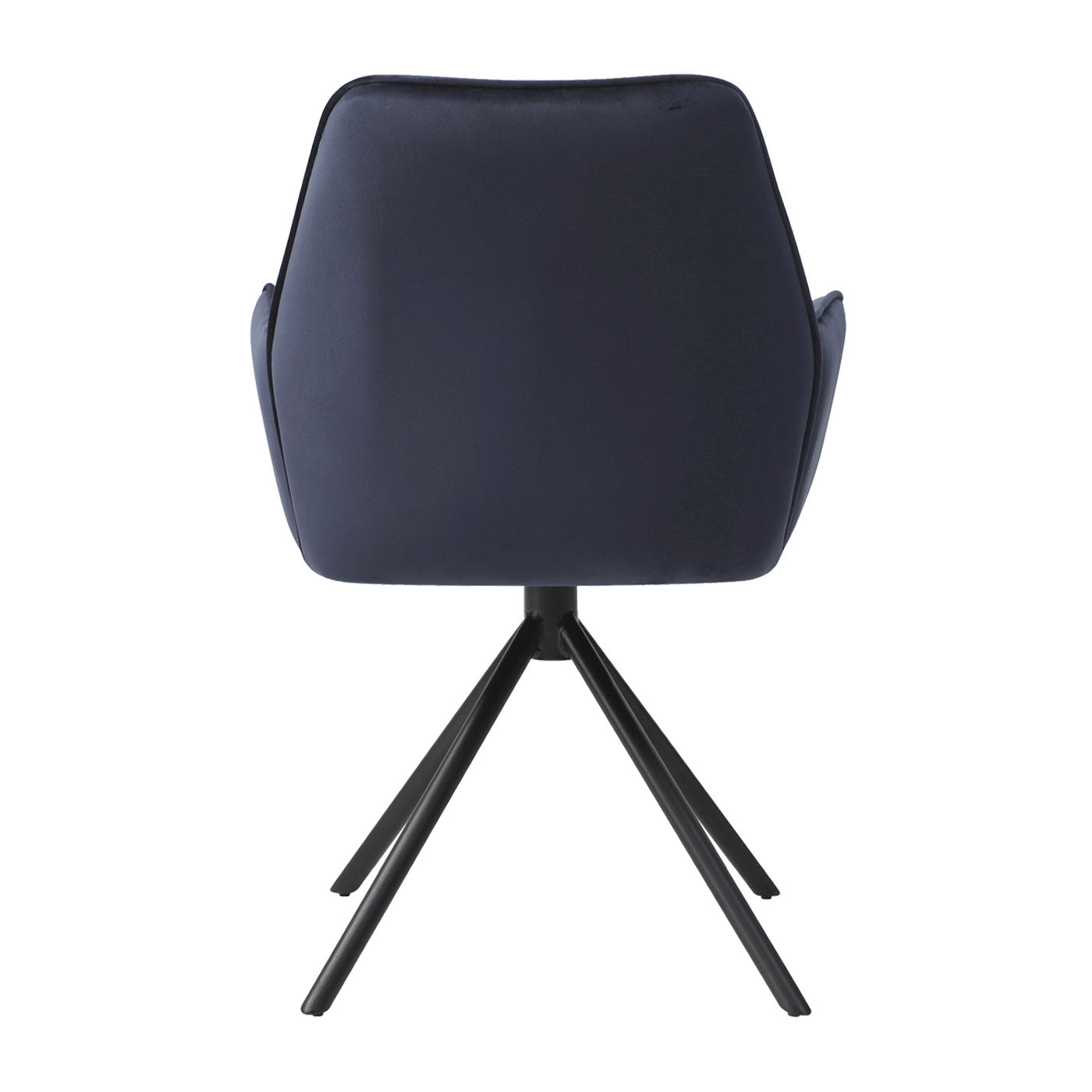 Cosmo Casa - Set van 6 Eetkamerstoelen - Keukenstoelen met Armleuningen - Fluweel - Antracietblauw - Zwarte Poten