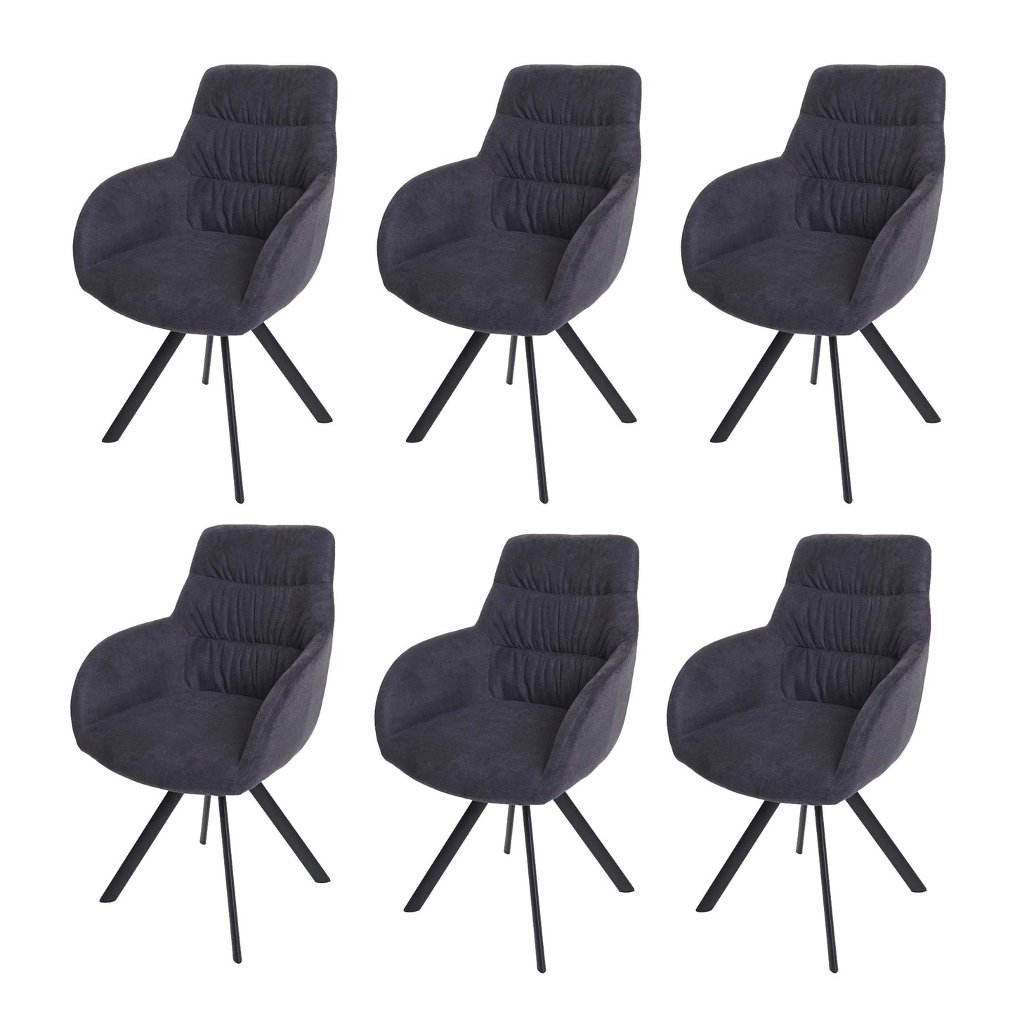 Cosmo Casa - Set van 6 Eetkamerstoelen - Draaibaar - Fluweel - Antraciet