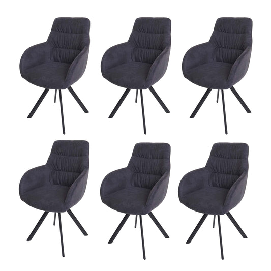 Cosmo Casa - Set van 6 Eetkamerstoelen - Draaibaar - Fluweel - Antraciet