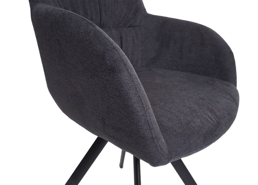 Cosmo Casa - Set van 6 Eetkamerstoelen - Draaibaar - Fluweel - Antraciet
