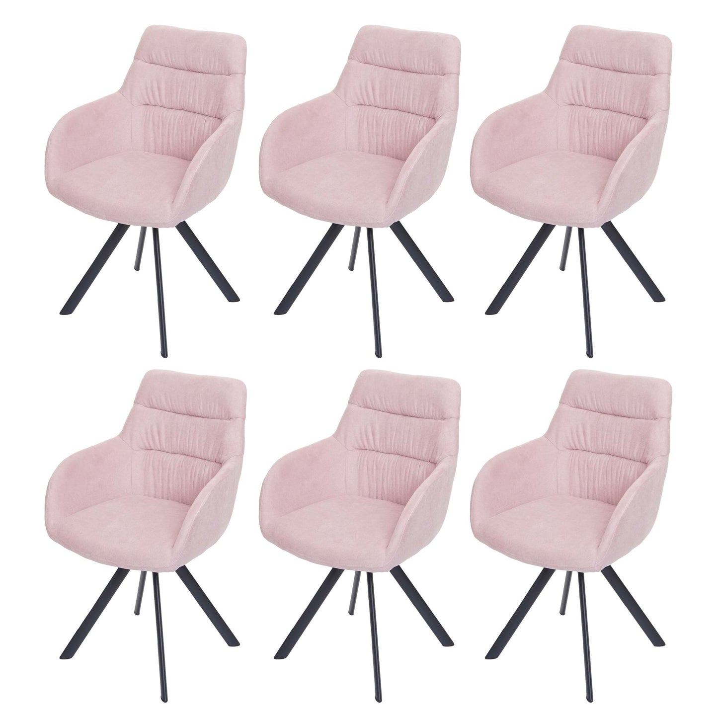 Cosmo Casa - Set van 6 Eetkamerstoelen - Draaibaar - Fluweel - Roze
