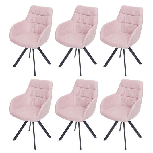 Cosmo Casa - Set van 6 Eetkamerstoelen - Draaibaar - Fluweel - Roze