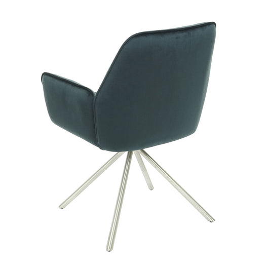 Cosmo Casa - Set van 6 Eetkamerstoelen - Automatisch positionerend - Fluweel - Groen & RVS