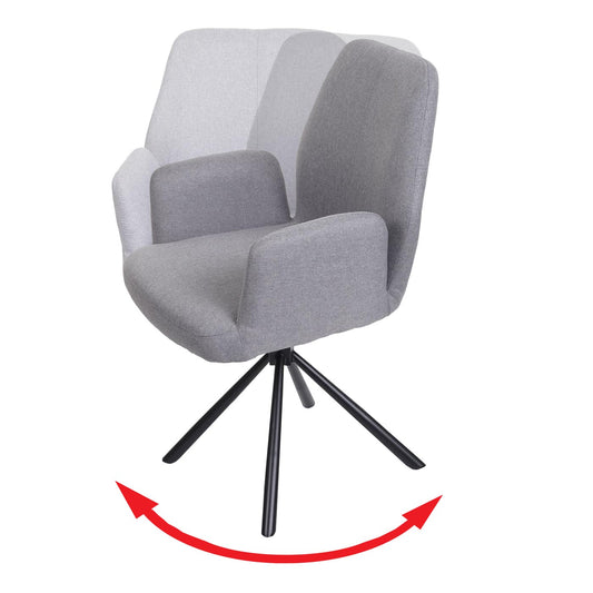 Cosmo Casa - Set van 6 Eetkamerstoelen - Swivel - Textiel & Staal - Lichtgrijs