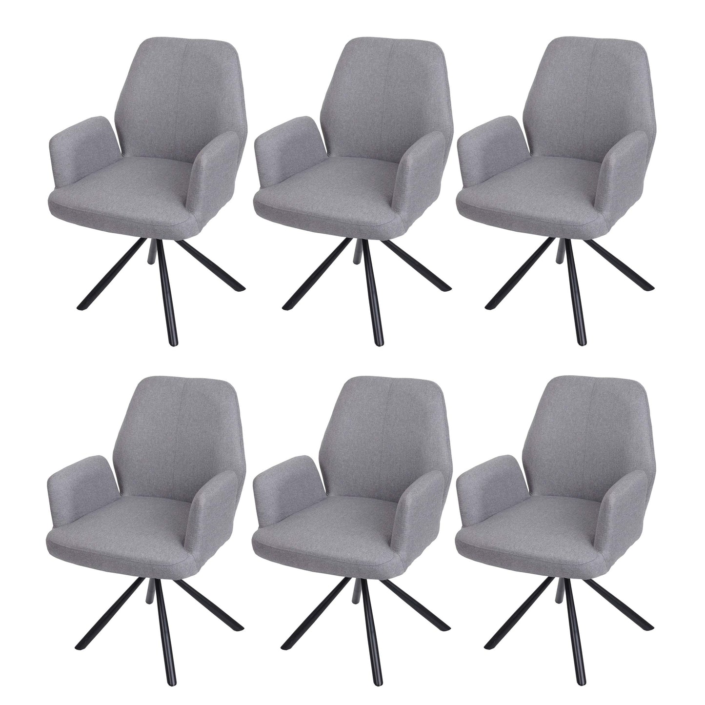 Cosmo Casa - Set van 6 Eetkamerstoelen - Swivel - Textiel & Staal - Lichtgrijs