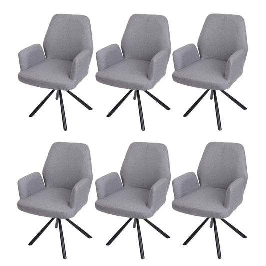 Cosmo Casa - Set van 6 Eetkamerstoelen - Swivel - Textiel & Staal - Lichtgrijs