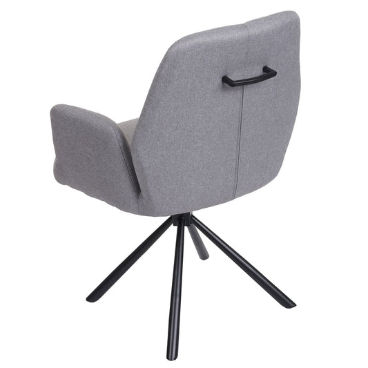 Cosmo Casa - Set van 6 Eetkamerstoelen - Swivel - Textiel & Staal - Lichtgrijs