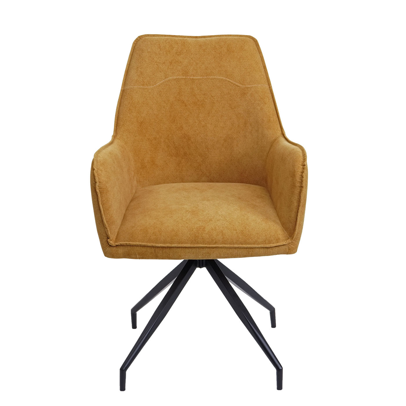 Cosmo Casa - Set van 6 Eetkamerstoelen - Armleuningen - Metaal & Textiel - Geel