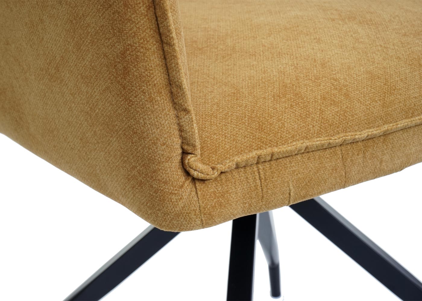 Cosmo Casa - Set van 6 Eetkamerstoelen - Armleuningen - Metaal & Textiel - Geel