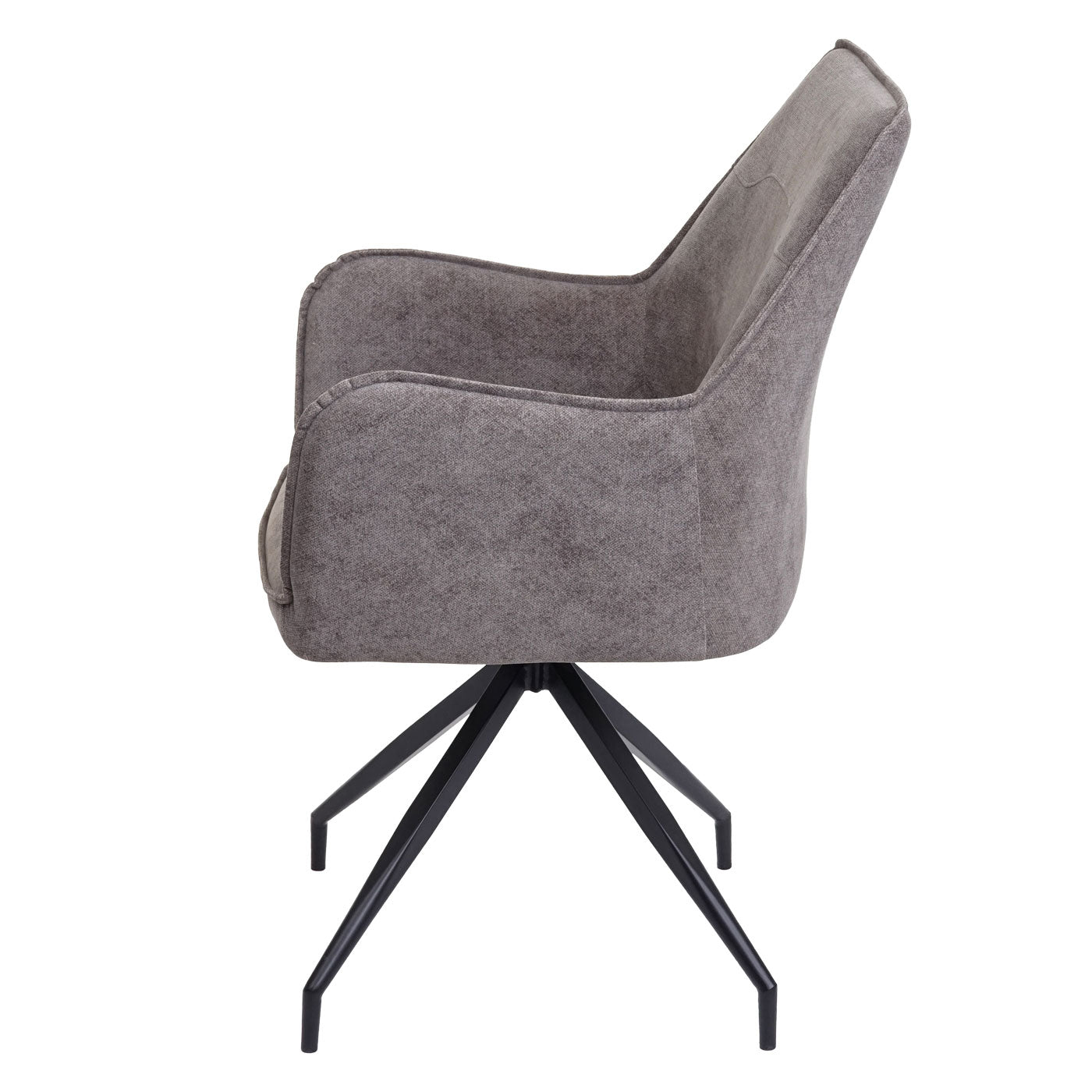 Cosmo Casa - Set van 6 Eetkamerstoelen - Armleuningen - Metaal & Textiel - Donkergrijs