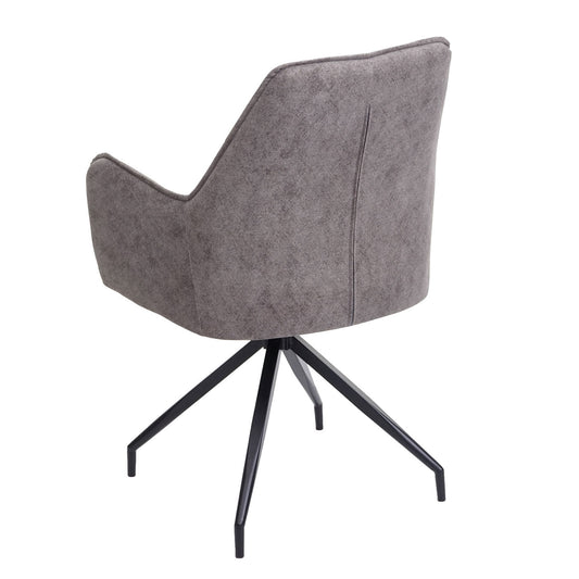 Cosmo Casa - Set van 6 Eetkamerstoelen - Armleuningen - Metaal & Textiel - Donkergrijs