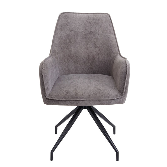 Cosmo Casa - Set van 6 Eetkamerstoelen - Armleuningen - Metaal & Textiel - Donkergrijs