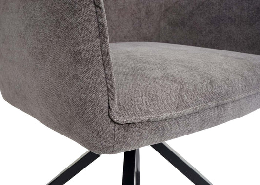 Cosmo Casa - Set van 6 Eetkamerstoelen - Armleuningen - Metaal & Textiel - Donkergrijs