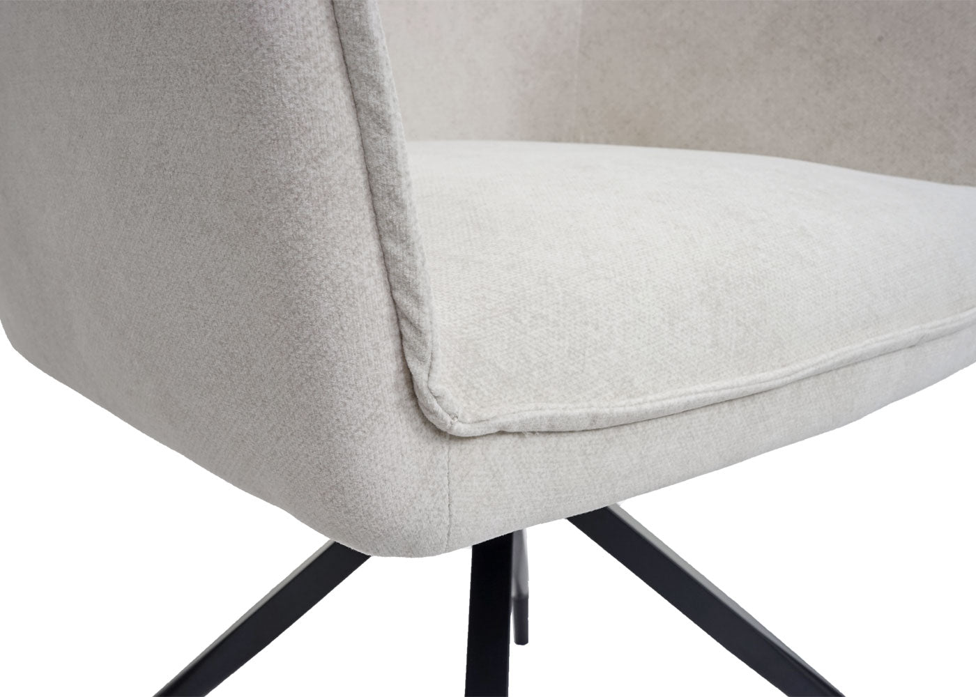 Cosmo Casa - Set van 6 Eetkamerstoelen - Armleuningen - Metaal & Textiel - Crème-Beige