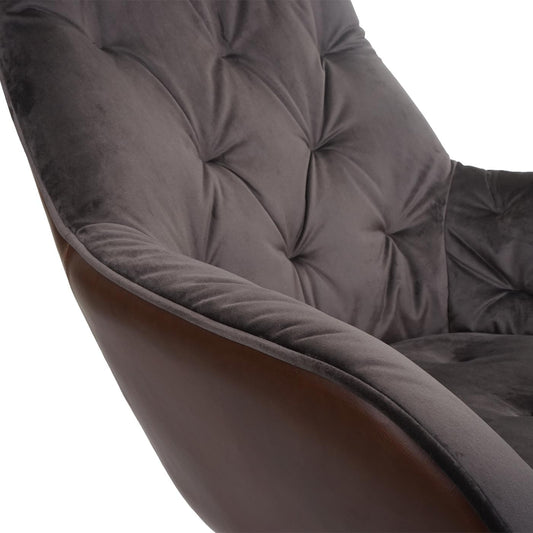 Cosmo Casa - Set van 6 Eetkamerstoelen - Gestoffeerd - Fluweel & Metaal - Lichtbruin