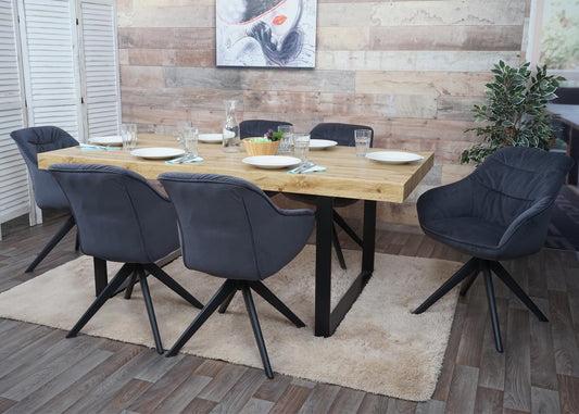 Cosmo Casa - Set van 6 Eetkamerstoelen - Draaibaar - Textiel - Grijs