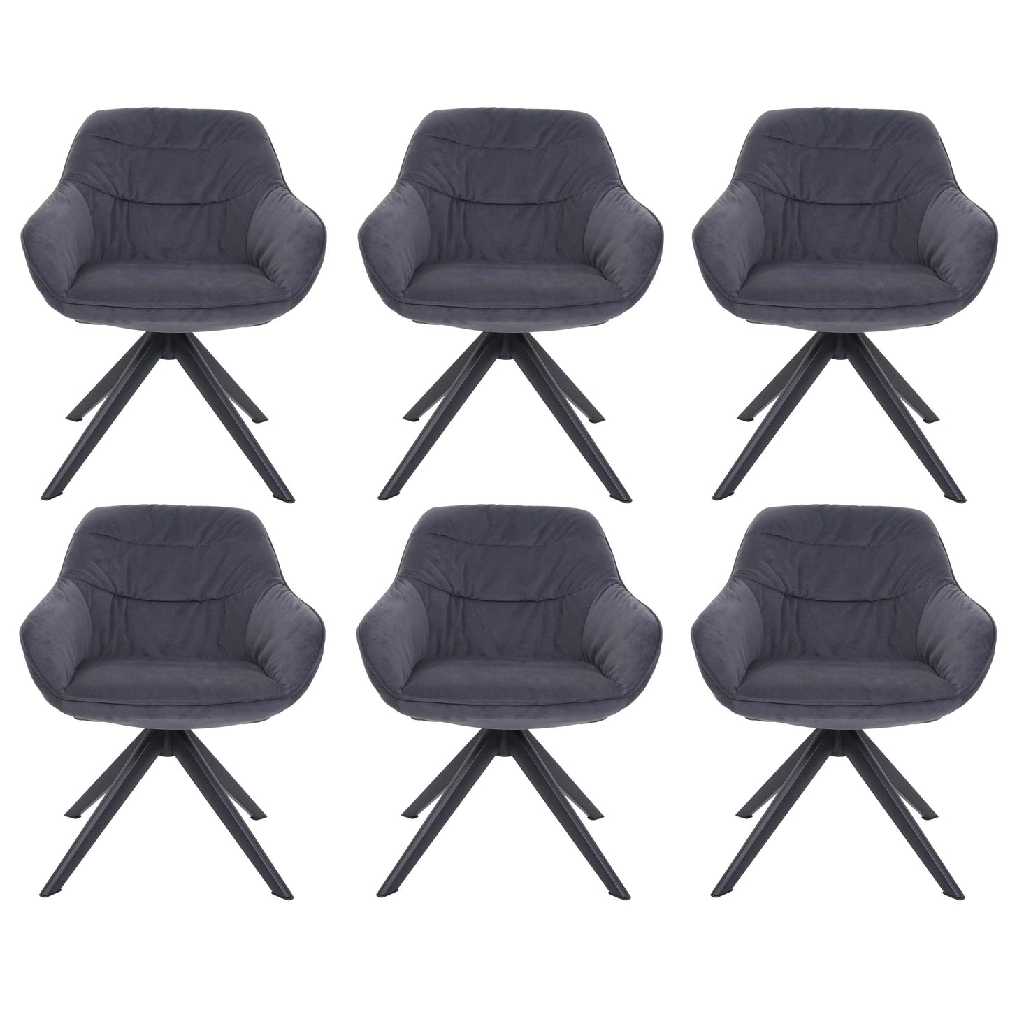 Cosmo Casa - Set van 6 Eetkamerstoelen - Draaibaar - Textiel - Grijs