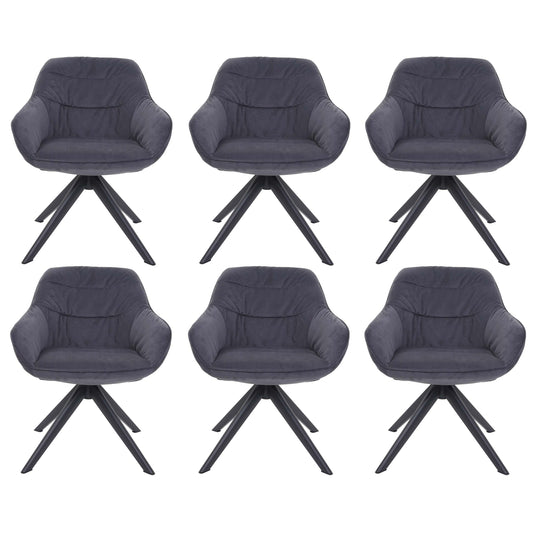 Cosmo Casa - Set van 6 Eetkamerstoelen - Draaibaar - Textiel - Grijs