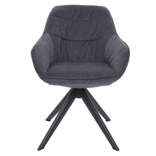 Cosmo Casa - Set van 6 Eetkamerstoelen - Draaibaar - Textiel - Grijs