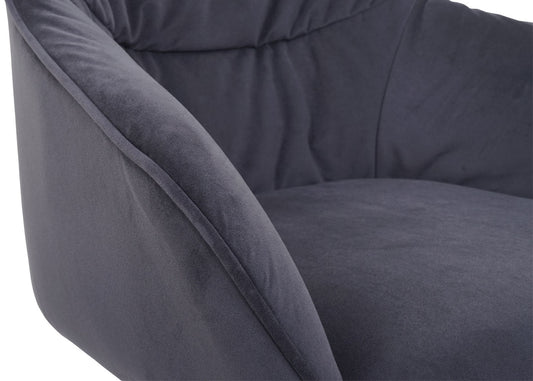 Cosmo Casa - Set van 6 Eetkamerstoelen - Draaibaar - Textiel - Grijs