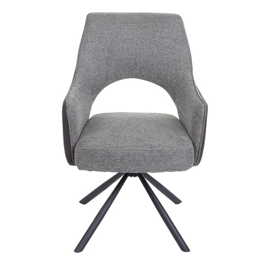 Cosmo Casa - Set van 6 Eetkamerstoelen - Swivel - Textiel - Grijs-Donkergrijs