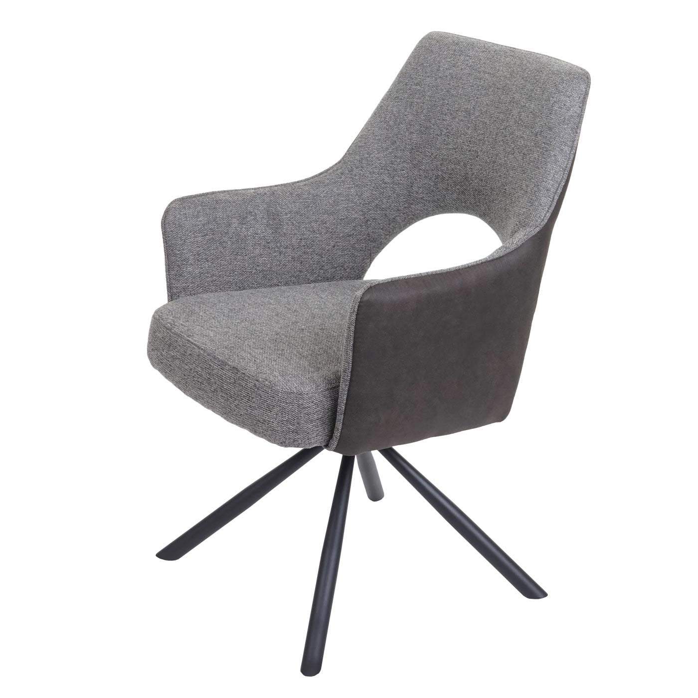Cosmo Casa - Set van 6 Eetkamerstoelen - Swivel - Textiel - Grijs-Donkergrijs