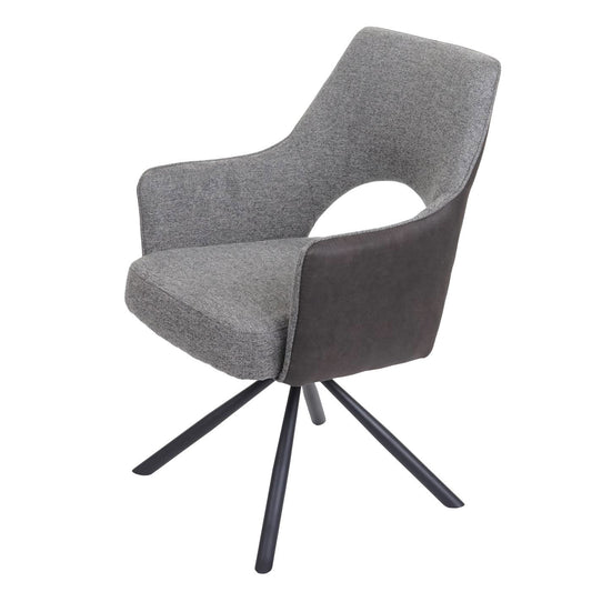 Cosmo Casa - Set van 6 Eetkamerstoelen - Swivel - Textiel - Grijs-Donkergrijs