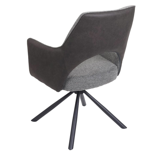 Cosmo Casa - Set van 6 Eetkamerstoelen - Swivel - Textiel - Grijs-Donkergrijs