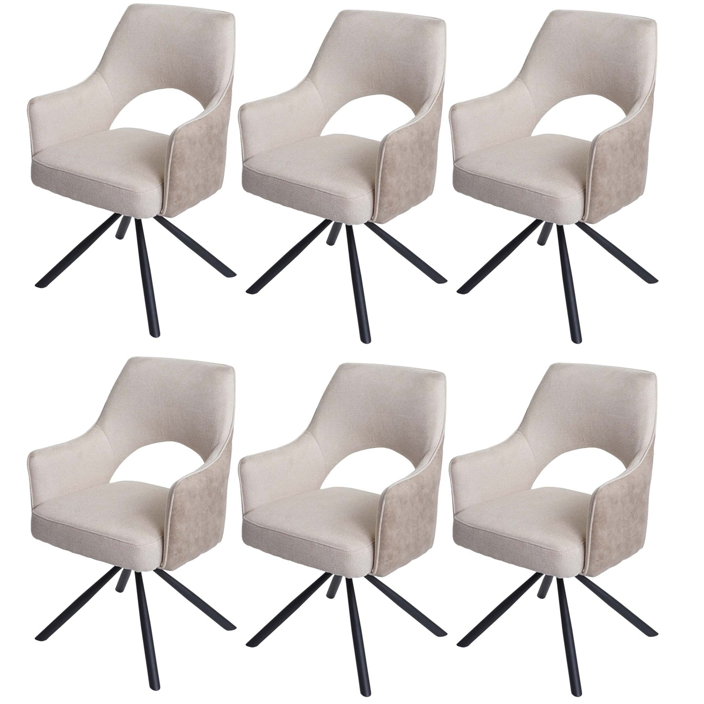 Cosmo Casa - Set van 6 Eetkamerstoelen - Swivel - Textiel - Crème