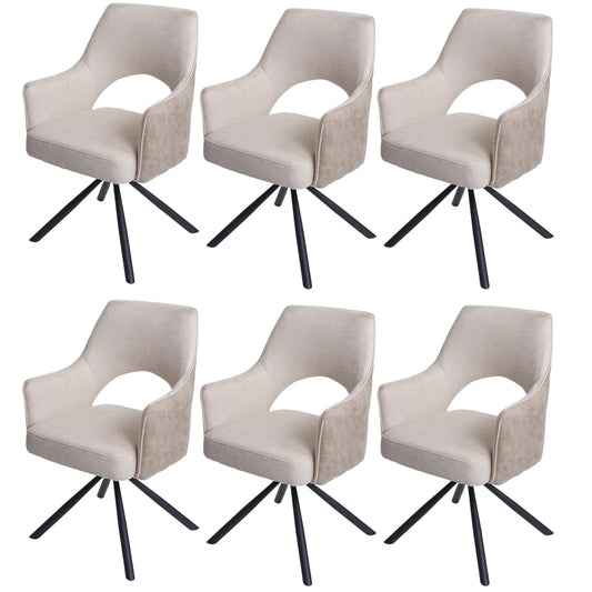 Cosmo Casa - Set van 6 Eetkamerstoelen - Swivel - Textiel - Crème
