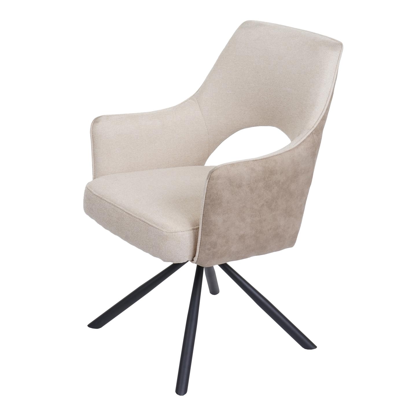 Cosmo Casa - Set van 6 Eetkamerstoelen - Swivel - Textiel - Crème