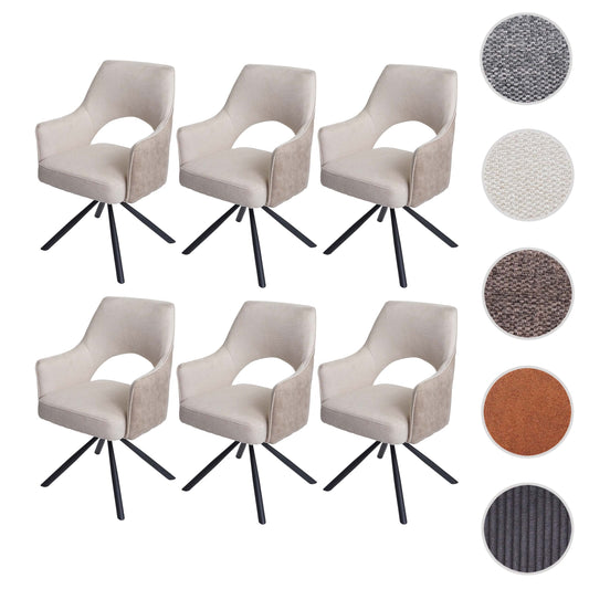 Cosmo Casa - Set van 6 Eetkamerstoelen - Swivel - Textiel - Crème