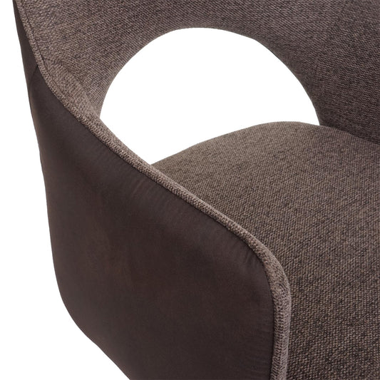 Cosmo Casa - Set van 6 Eetkamerstoelen - Swivel - Textiel - Bruin-Donkerbruin