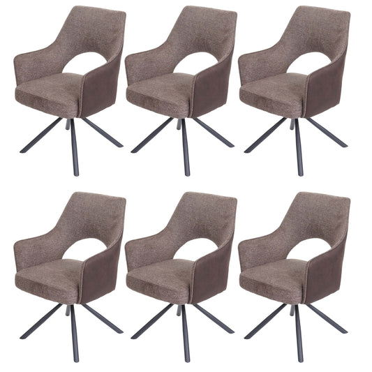 Cosmo Casa - Set van 6 Eetkamerstoelen - Swivel - Textiel - Bruin-Donkerbruin