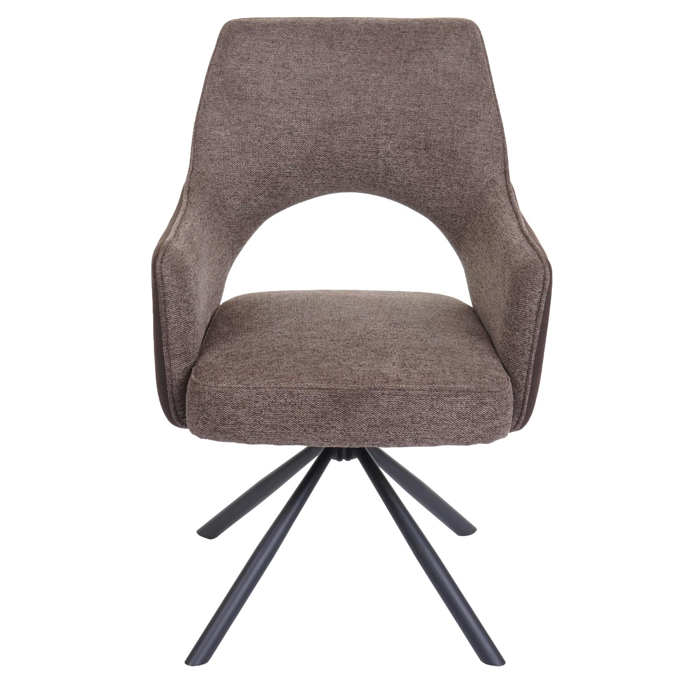 Cosmo Casa - Set van 6 Eetkamerstoelen - Swivel - Textiel - Bruin-Donkerbruin