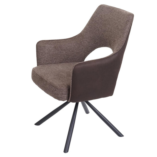 Cosmo Casa - Set van 6 Eetkamerstoelen - Swivel - Textiel - Bruin-Donkerbruin