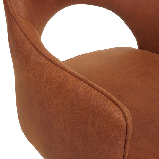 Cosmo Casa - Set van 6 Eetkamerstoelen - Swivel - Textiel - Suède Bruin