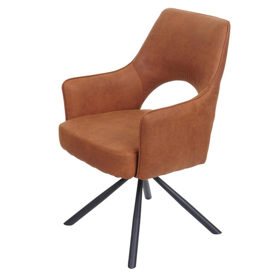 Cosmo Casa - Set van 6 Eetkamerstoelen - Swivel - Textiel - Suède Bruin
