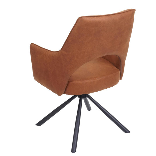 Cosmo Casa - Set van 6 Eetkamerstoelen - Swivel - Textiel - Suède Bruin