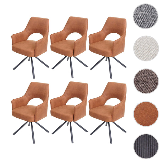 Cosmo Casa - Set van 6 Eetkamerstoelen - Swivel - Textiel - Suède Bruin