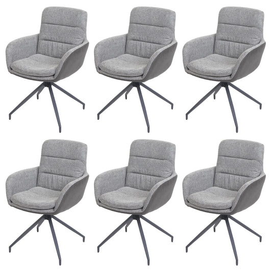 Cosmo Casa - Set van 6 Eetkamerstoelen - Swivel - Textiel - Grijs-Donkergrijs