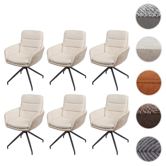 Cosmo Casa - Set van 6 Eetkamerstoelen - Swivel - Textiel - Crème-Beige