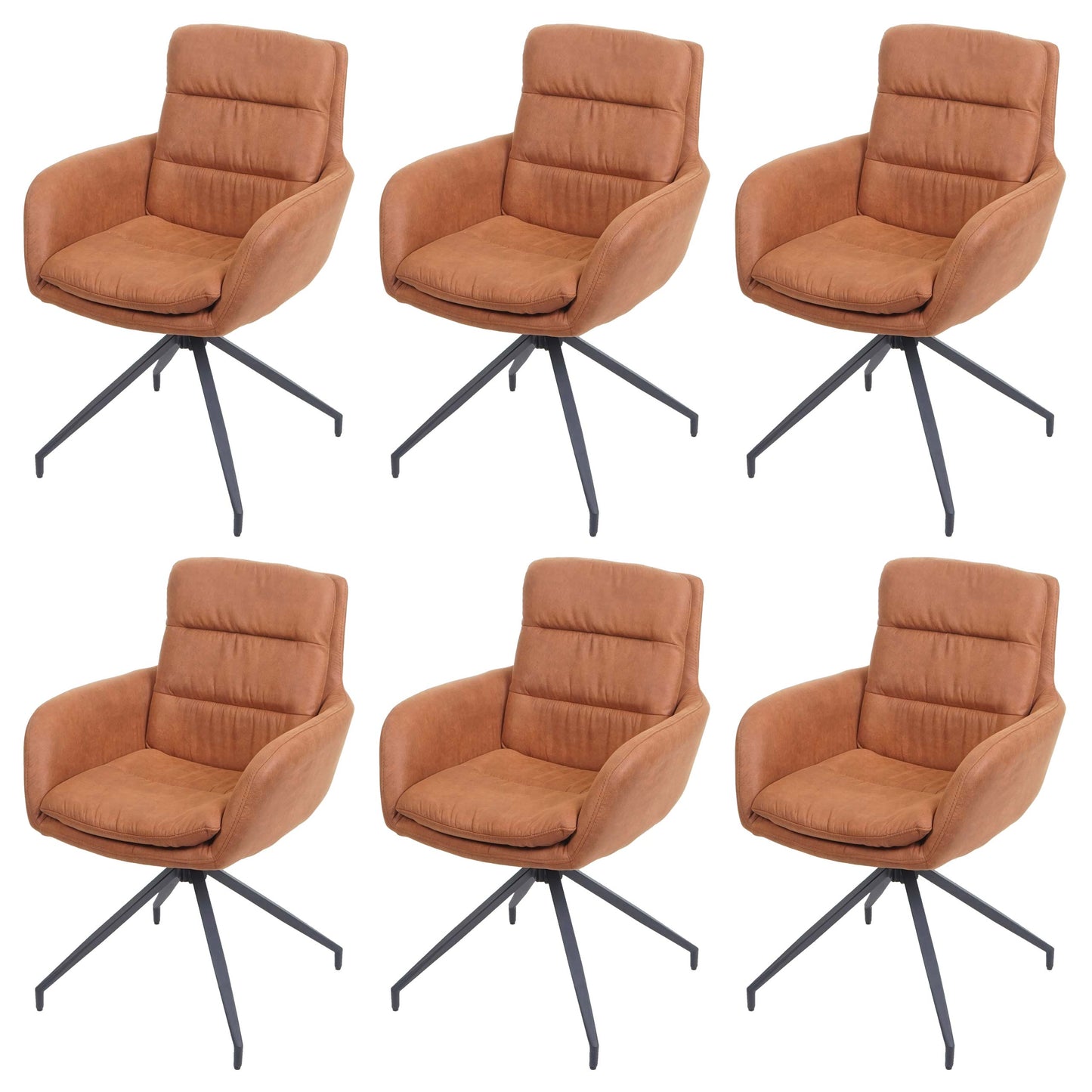 Cosmo Casa - Set van 6 Eetkamerstoelen - Swivel - Suède Look - Bruin