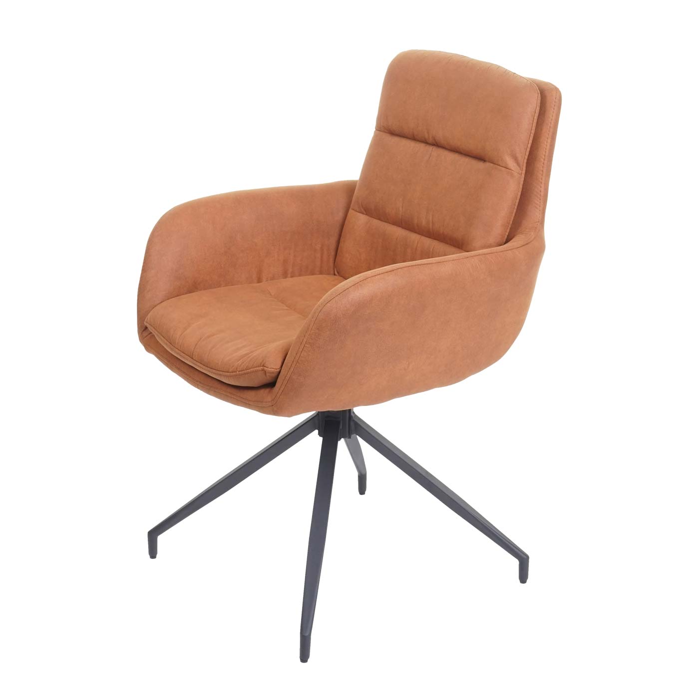 Cosmo Casa - Set van 6 Eetkamerstoelen - Swivel - Suède Look - Bruin