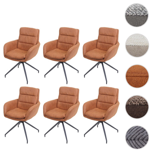 Cosmo Casa - Set van 6 Eetkamerstoelen - Swivel - Suède Look - Bruin