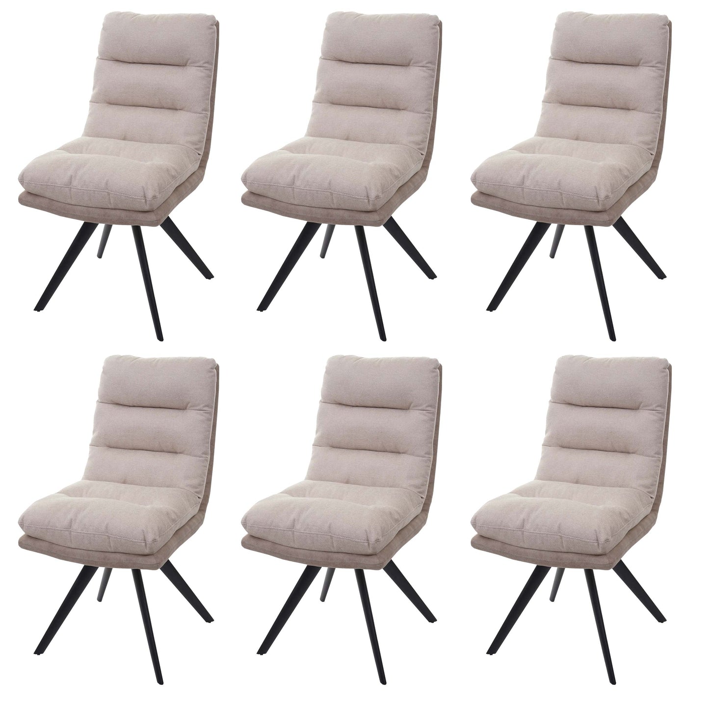 Cosmo Casa - Set van 6 Eetkamerstoelen - Swivel - Textiel - Crème